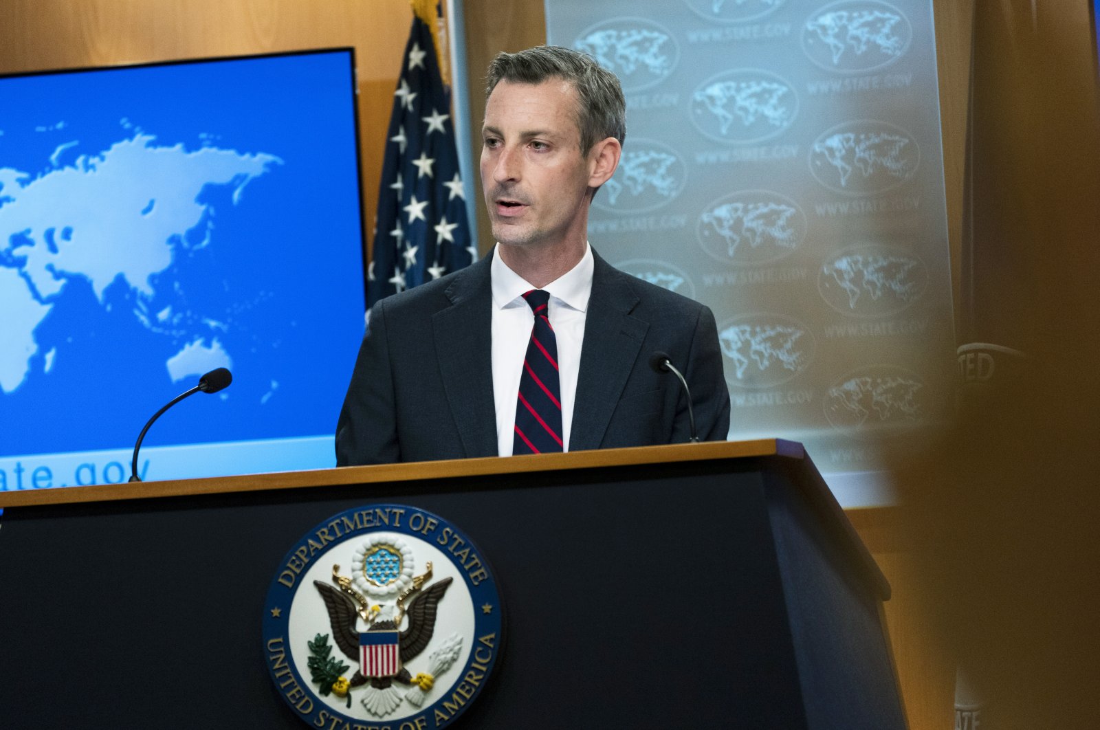 State Department spokesman Ned Price speaks during a news conference at the State Department, Thursday, March 10, 2022, in Washington. (AP File Photo)