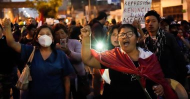People participate in a demonstration demanding the dissolution of Congress and to hold democratic elections, rather than recognize Dina Boluarte as Peru&#039;s President, Lima, Peru, Jan 4, 2023. (Reuters Photo)