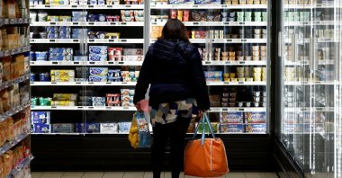 A woman shops in a supermarket in La Verrie, France, Dec. 9, 2022. (Reuters Photo)
