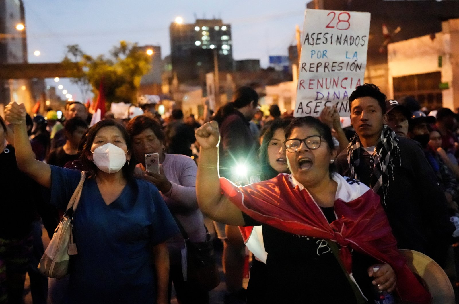 People participate in a demonstration demanding the dissolution of Congress and to hold democratic elections, rather than recognize Dina Boluarte as Peru&#039;s President, Lima, Peru, Jan 4, 2023. (Reuters Photo)