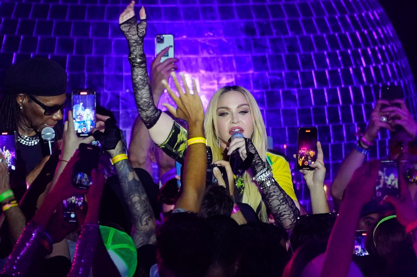 Madonna gestures at DiscOasis event, in New York, U.S., Aug. 10, 2022. (Getty Images Photo)