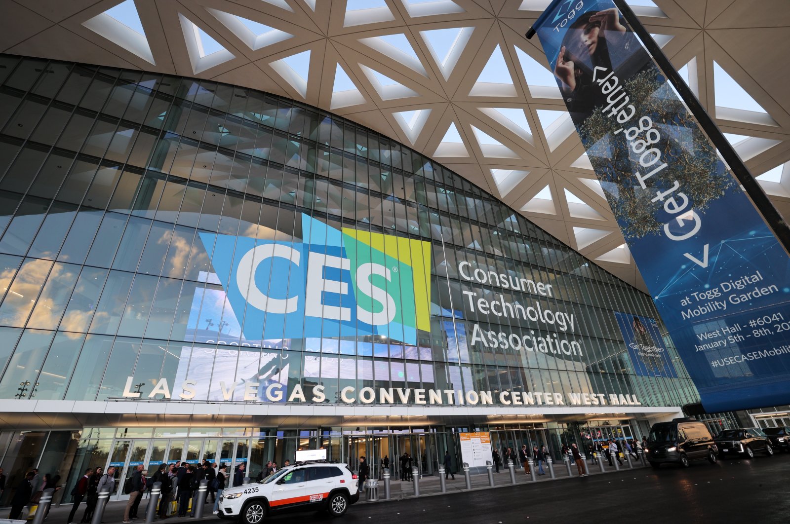Signs advertise CES 2023, the world&#039;s largest annual consumer electronics show, outside the Las Vegas Convention Center, in Las Vegas, Nevada, U.S., Jan. 5, 2023. (AA Photo)
