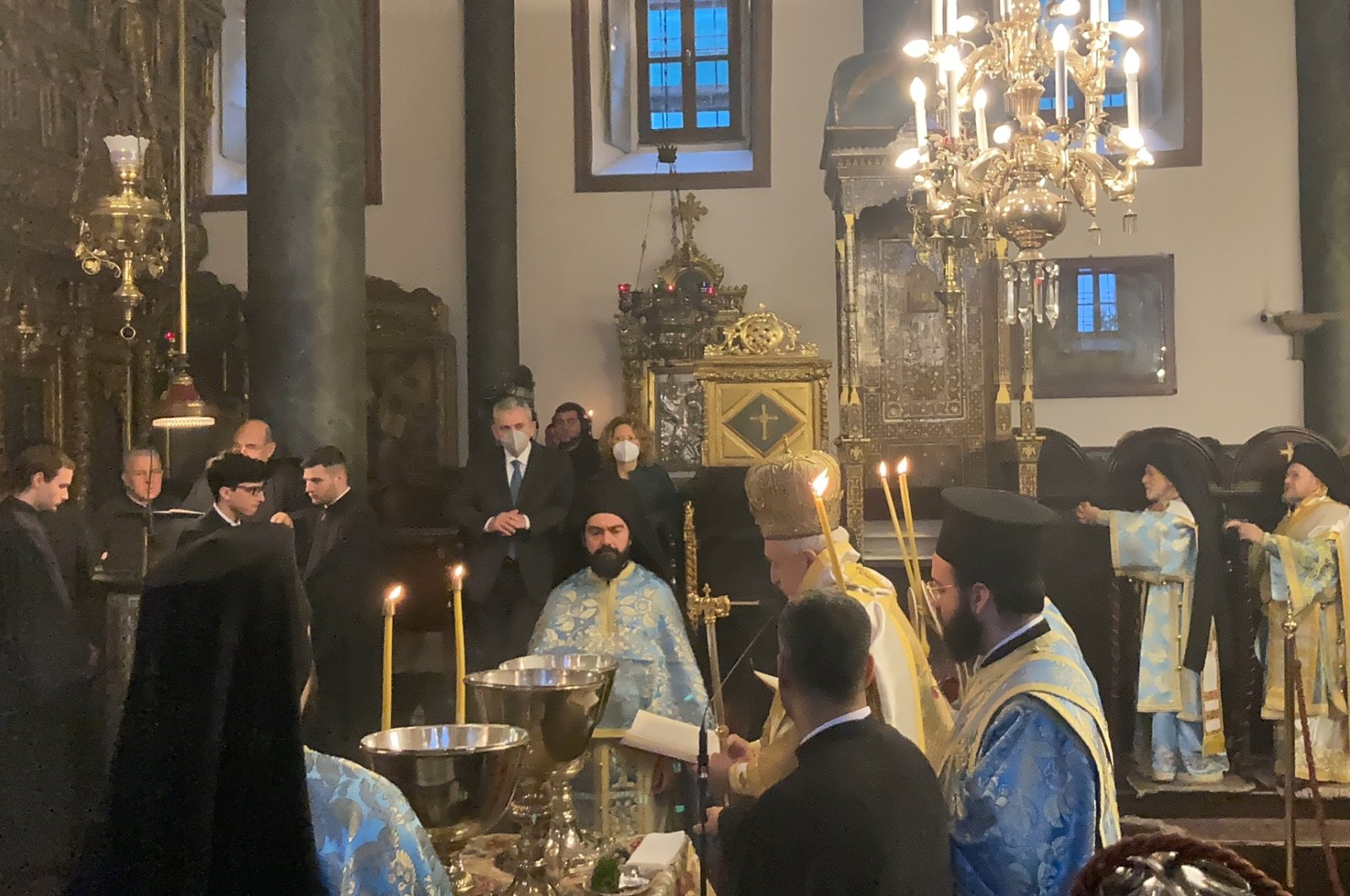Candle lighting ceremony is held in the Fener Greek Patriarchate, Istanbul, Türkiye, Jan. 6, 2023. (Photo by Betul Tilmac)