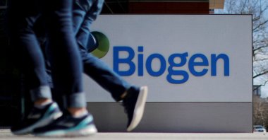 A sign marks a Biogen facility in Cambridge, Massachusetts, U.S., March 9, 2020. (Reuters Photo)