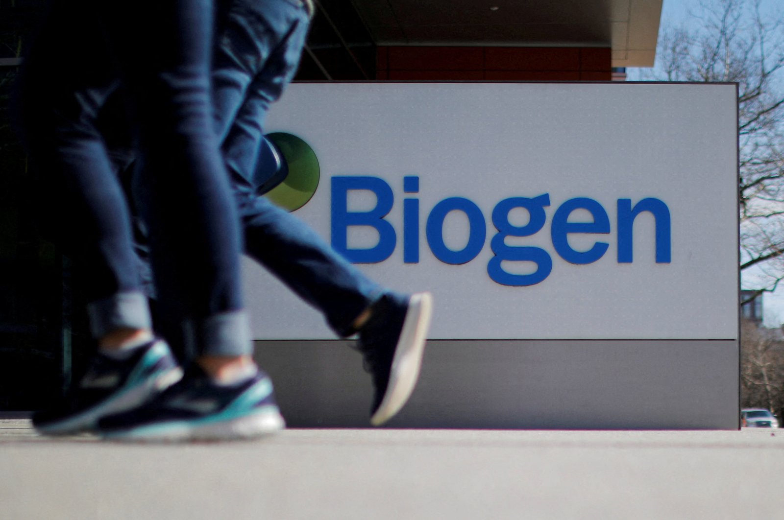 A sign marks a Biogen facility in Cambridge, Massachusetts, U.S., March 9, 2020. (Reuters Photo)