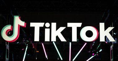 TikTok logo is pictured at the company&#039;s booth during the Tokyo Game Show in Chiba prefecture, Japan, Sept. 15, 2022. (AFP Photo)