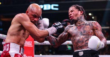 Gervonta Davis punches Hector Luis Garcia in their WBA World Lightweight Championship bout at Capital One Arena, Washington, U.S., Jan. 7, 2023. (AFP Photo)