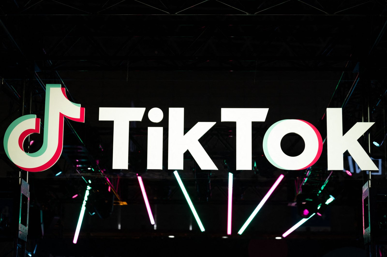 TikTok logo is pictured at the company&#039;s booth during the Tokyo Game Show in Chiba prefecture, Japan, Sept. 15, 2022. (AFP Photo)