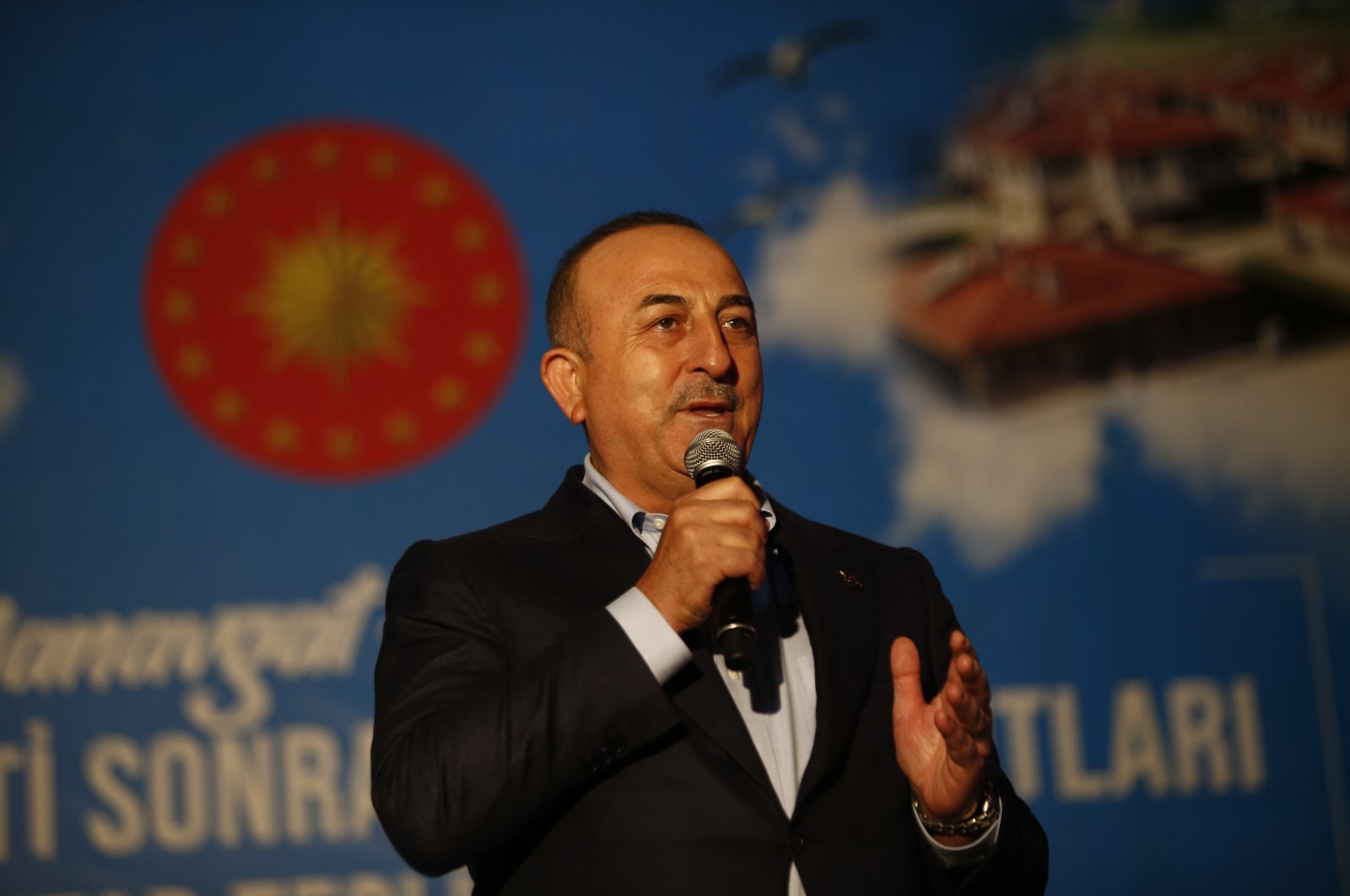 Foreign Minister Mevlüt Çavuşoğlu speaks at an event in Antalya, southern Türkiye, Jan. 7, 2023. (AA Photo) 