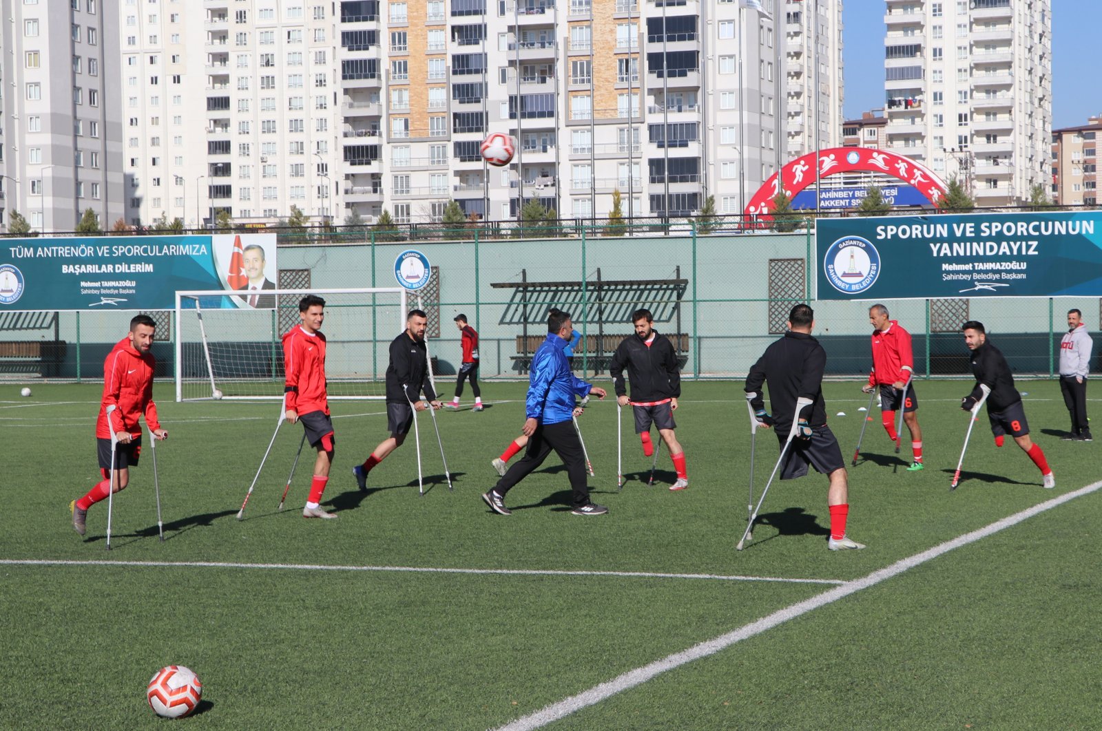 Amputee football players train at the new Şahinbey Municipality special facility, Gaziantep, Türkiye, Jan. 8, 2023. (AA Photo)