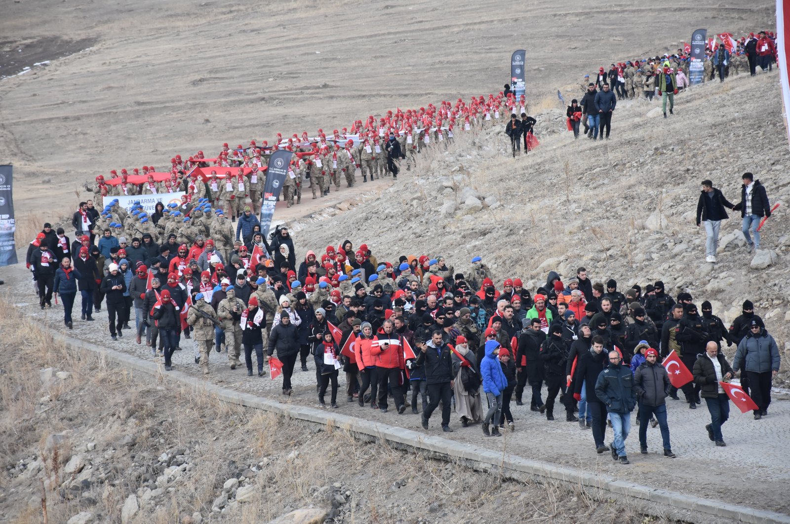 A commemoration march for the fallen Ottoman soldiers, in Kars, eastern Türkiye, Jan. 8, 2023. (AA Photo)