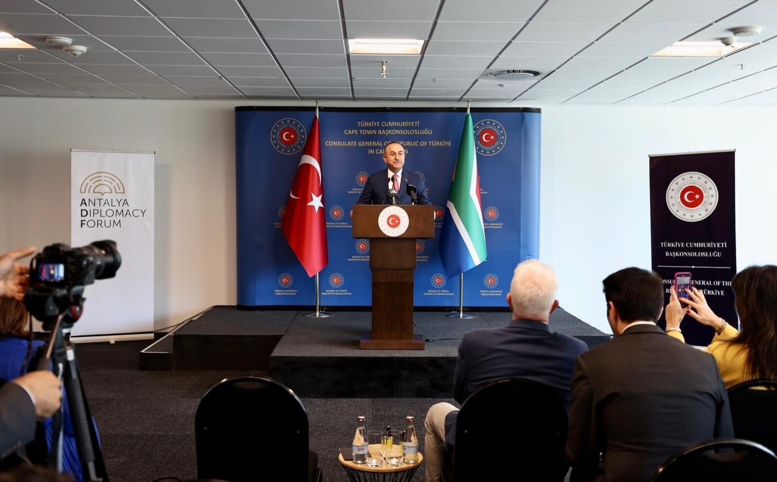 Foreign Minister Mevlüt Çavuşoğlu speaks at the opening ceremony, in Cape Town, South Africa, Jan. 9, 2023. (IHA Photo)