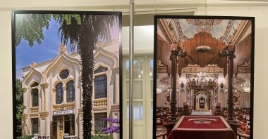 &quot;The Synagogues of Türkiye&quot; photography exhibition by Izzet Keribar takes Israeli and foreign visitors to the religious sites of the Jewish community in different cities of Türkiye, Tel Aviv-Yafo, Israel, Dec. 5, 2023. (AA Photo)