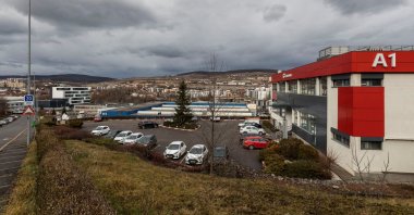 Cars are parked outside Tetarom Industrial Park, overlooking Cluj-Napoca, central-western Romania, Jan. 5, 2023. (Reuters Photo)