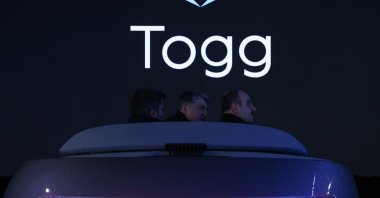 A Togg logo is seen during the CES 2023, the world&#039;s largest annual consumer electronics show, at the Las Vegas Convention Center, in Las Vegas, Nevada, U.S., Jan. 7, 2022. (AA Photo)