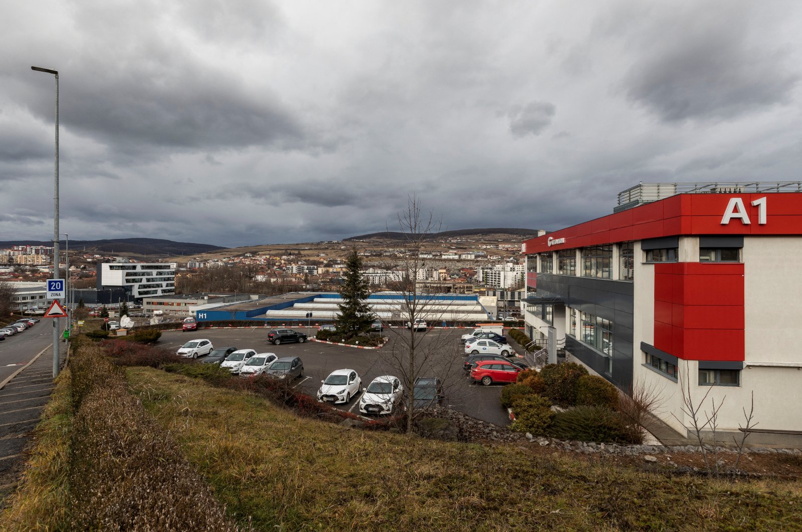 Cars are parked outside Tetarom Industrial Park, overlooking Cluj-Napoca, central-western Romania, Jan. 5, 2023. (Reuters Photo)