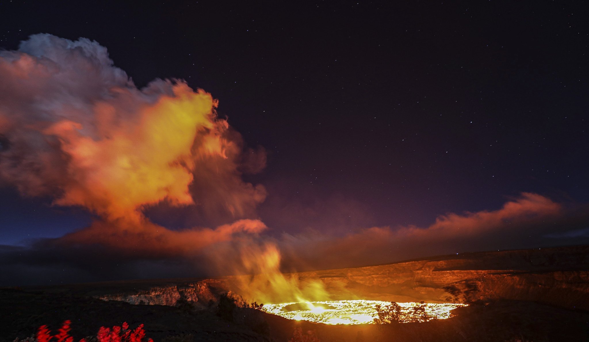 Hawaii's volcano erupts once again, creating a spectacular sight