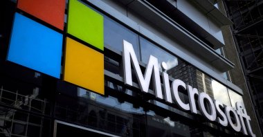 A Microsoft logo is seen on an office building in New York City, U.S., July 28, 2015. (Reuters Photo)