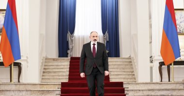 Armenian Prime Minister Nikol Pashinian arrives to attend a news conference in Yerevan, Armenia, Tuesday, Jan. 10, 2023. (AP photo)