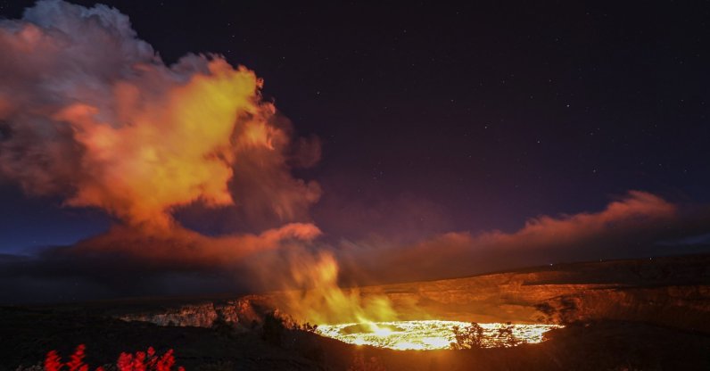 This photo provided by EpicLava shows the eruption inside the summit crater of the Kilauea volcano on the Big Island of Hawaii, U.S., Jan. 5, 2023. (AP Photo)