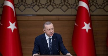 President Erdoğan speaks at the conference in the capital Ankara, Türkiye, Jan. 11, 2023. (AA Photo) 