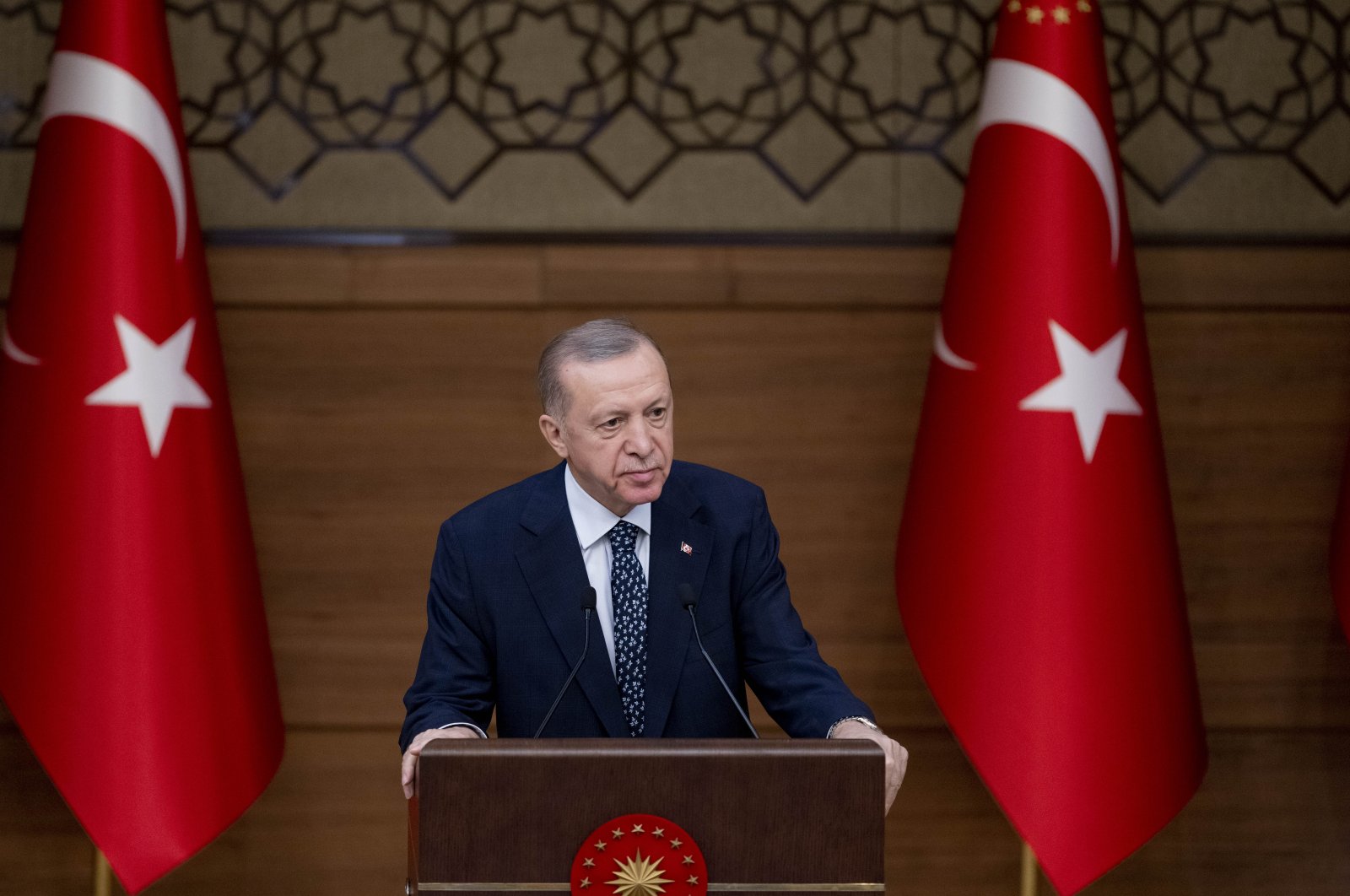 President Erdoğan speaks at the conference in the capital Ankara, Türkiye, Jan. 11, 2023. (AA Photo) 