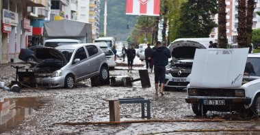 The heavy rains, which started on Jan. 9, 2023, in the Kumluca district resulted in floods, Antalya, Türkiye. (DHA Photo)
