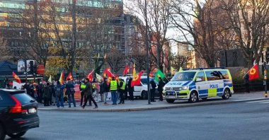 PKK terrorist sympathizers holding a rally in Stockholm, Sweden, Nov. 12, 2022. (AA File Photo)