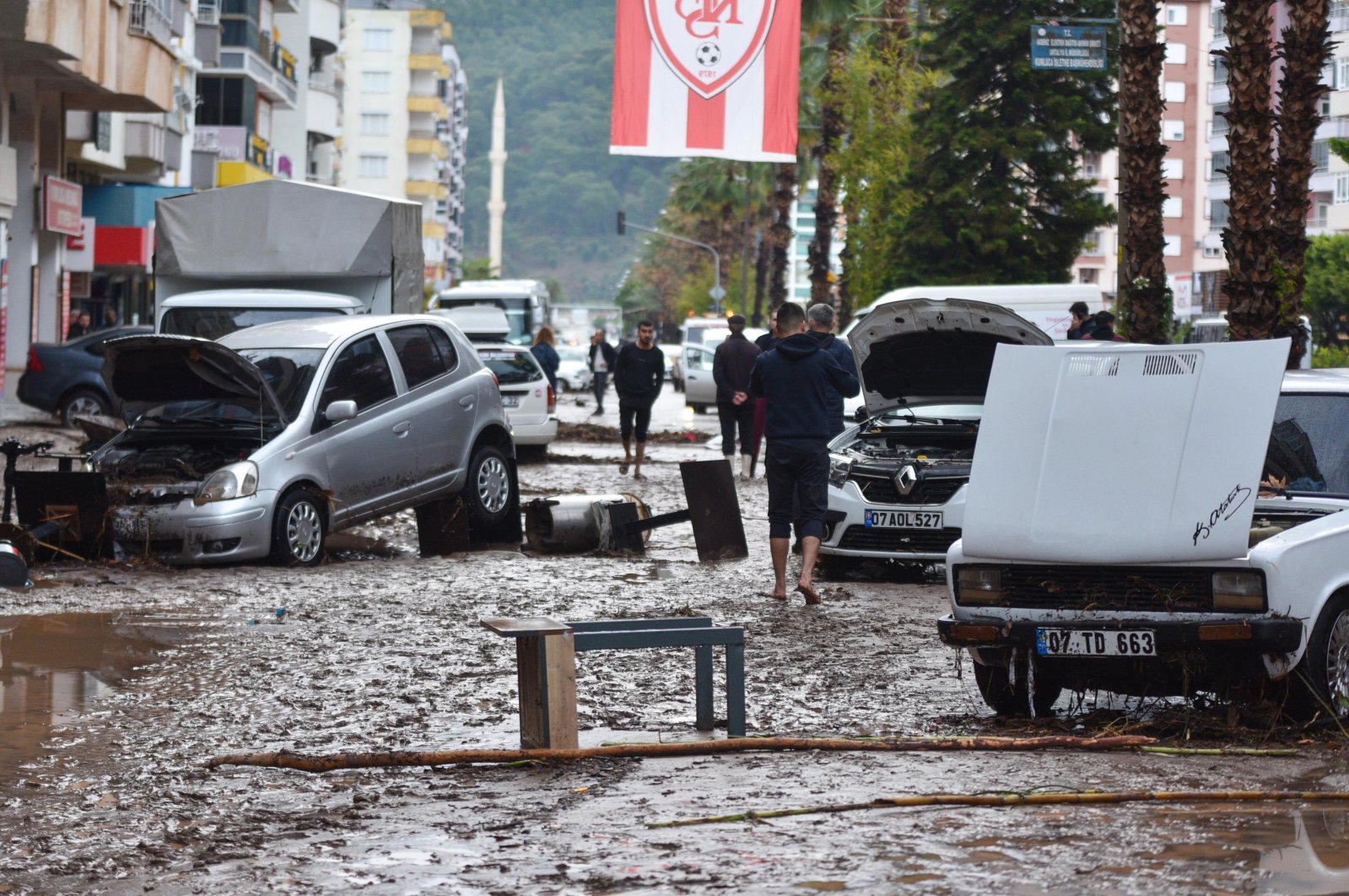 The heavy rains, which started on Jan. 9, 2023, in the Kumluca district resulted in floods, Antalya, Türkiye. (DHA Photo)