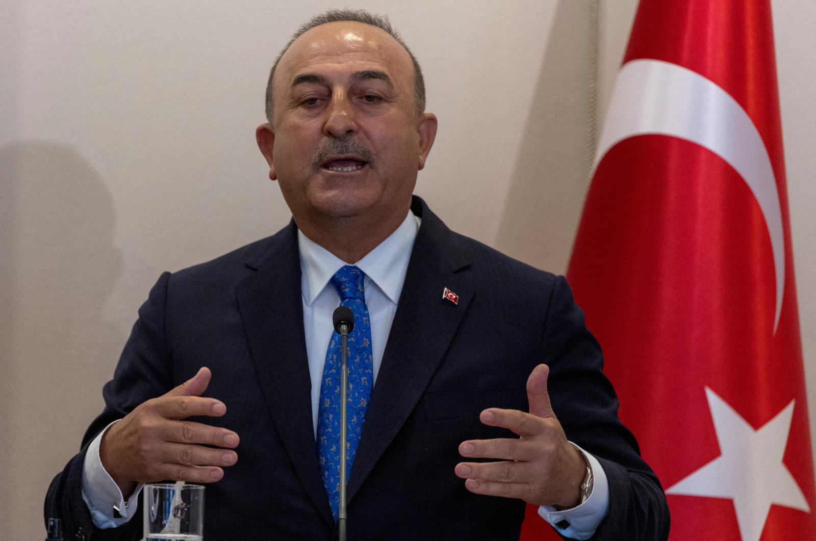 Foreign Minister Mevlüt Çavuşoğlu attends a news conference, in Istanbul, Türkiye, July 29, 2022. (Reuters Photo)