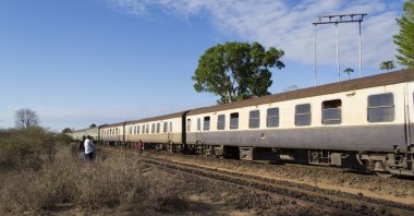 The Nairobi to Mombasa train on the historic Uganda railway line in Tsavo National Park, Kenya is seen in this undated photo. (Shutterstock Photo)