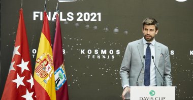 Kosmos President director Gerard Pique attends Davis Cup by Rakuten Finals 2021 presentation at Casa de Correos, Madrid, Spain, May 27, 2021 (Getty Images Photo)