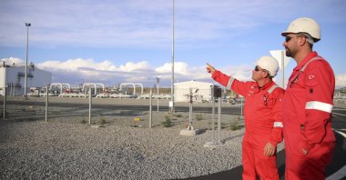 Workers inspect the TANAP MS4 reading station in the Ipsala district of Edirne, northwestern Türkiye, near the border with Greece, Dec. 2, 2019. (AA Photo)