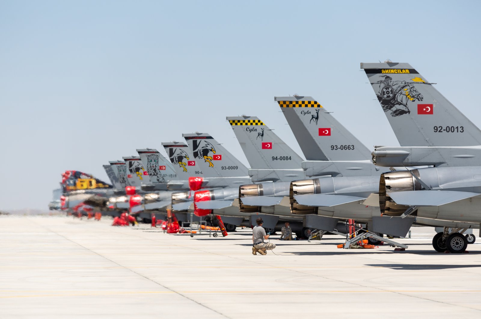 F-16 fighter jets in a taxiing position during the Anatolian Eagle Air Force Exercise 2021 in Türkiye, Jan. 7, 2021. (Shutterstock File Photo)