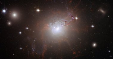 The giant, active galaxy NGC 1275, as pictured by the Hubble Space Telescope, Aug. 21, 2008. (Getty Images Photo)
