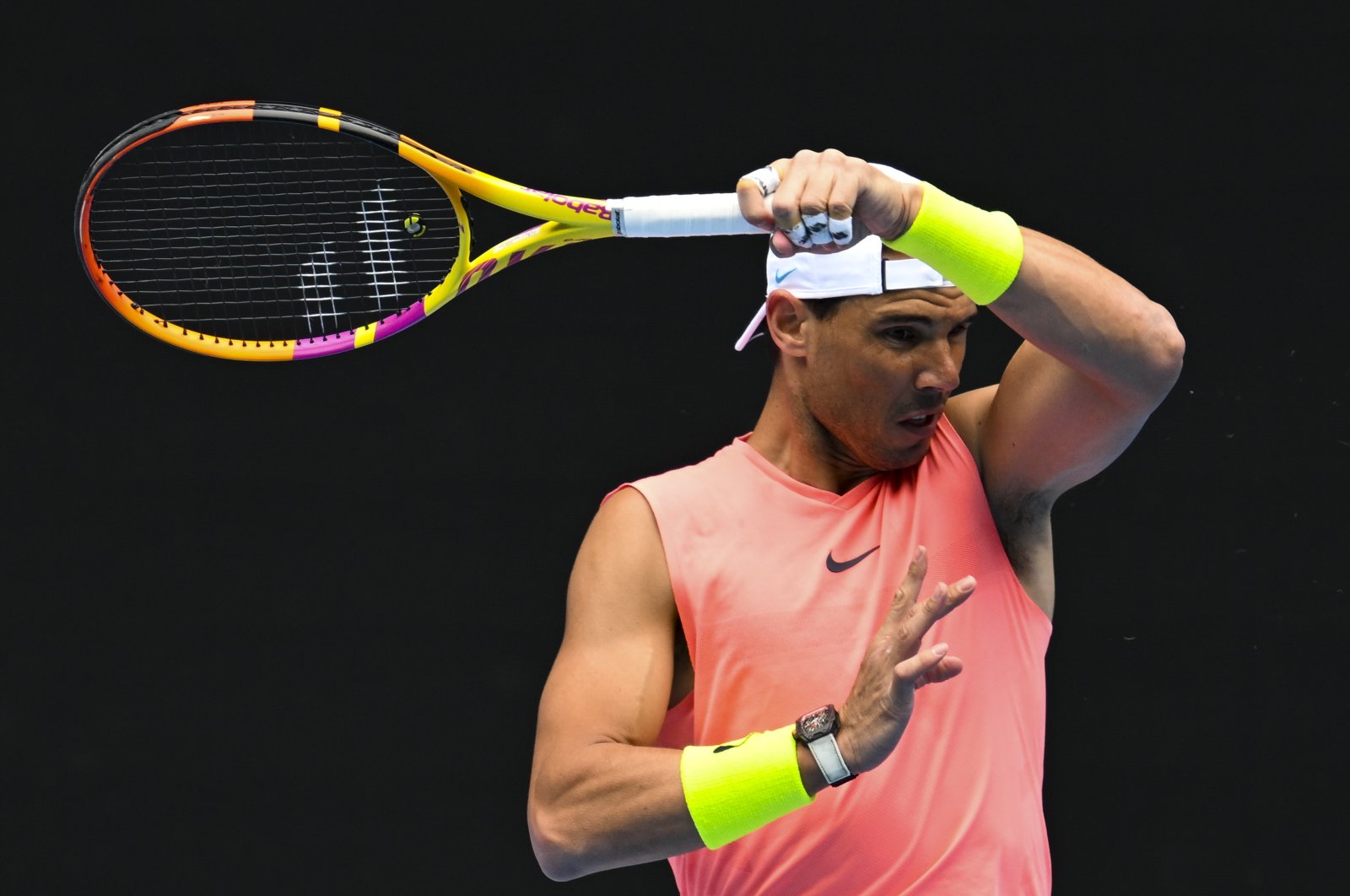 Spain&#039;s Rafael Nadal during a practice session ahead of the 2023 Australian Open, Melbourne, Australia, Jan. 15, 2023. (EPA Photo)