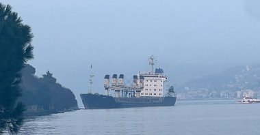 The MKK-1 cargo ship awaits rescue in the Bosporus, Istanbul, Türkiye, Jan. 16, 2023. (DHA Photo)