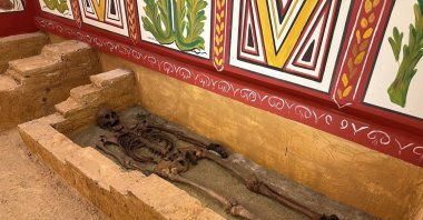 One of the tombs displayed in the Iznik Archaeology Museum, Bursa, Türkiye, Jan. 15, 2023. (IHA Photo)