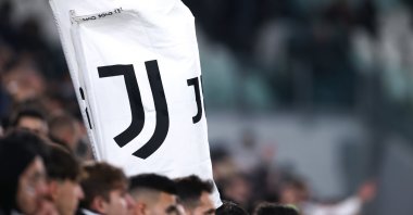Juventus fans hold a banner bearing the club's logo at Allianz Stadium, Turin, Italy, Nov. 06, 2022. (Getty Images Photo)