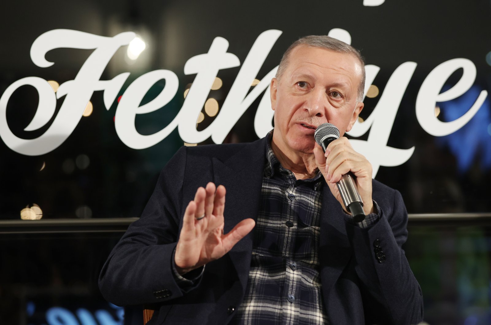 Turkish President Recep Tayyip Erdoğan speaks at a youth meeting in the southwestern Muğla province, Jan. 15, 2023. (AA Photo)