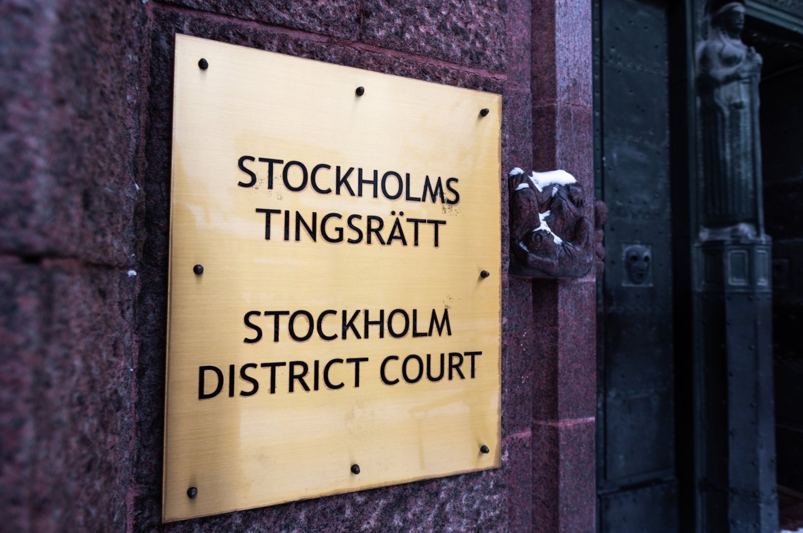 A view of the Stockholm district court entrance sign, Stockholm, Sweden. Jan. 7, 2023. (Shutterstock Photo)