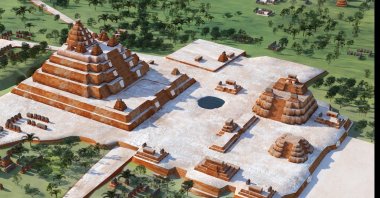 An artist rendering shows a reconstruction of what would have been ancient Maya cities nestled in the area known as the Mirador-Calakmul Karst Basin (MCKB) of northern Guatemala and southern Campeche, Mexico, after a study using LiDAR laser technology by seven foundations and organizations. (Reuters Photo)