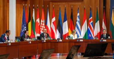 Foreign Minister Mevlüt Çavuşoğlu attends the meeting of NATO foreign ministers in Berlin, Germany, May 15, 2022. (AA Photo)