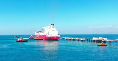 Ertuğrul Gazi FSRU ship arrives at the port in Dörtyol in the southern province of Hatay, Türkiye, April 22, 2021. (AA Photo)