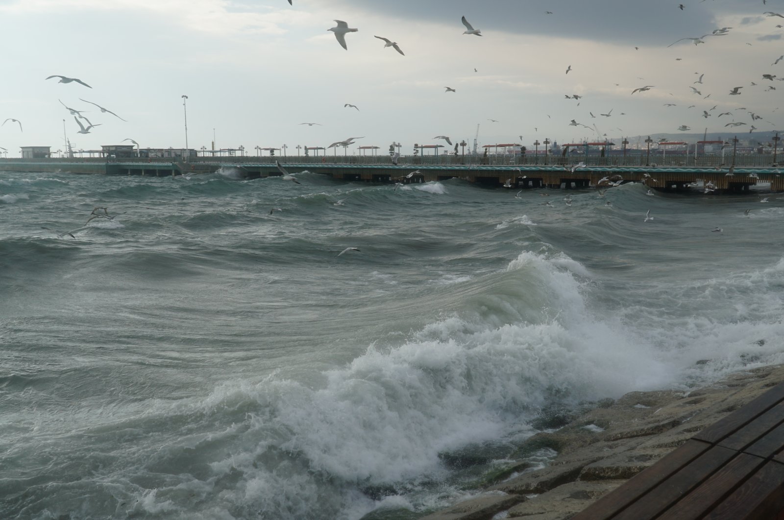 The Southwester causing high tides in the Sea of Marmara, Tekirdağ, Türkiye, Jan. 17, 2023. (AA Photo)