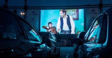 A temporary drive-in movie theater, Istanbul, Türkiye. (Getty Images Photo)