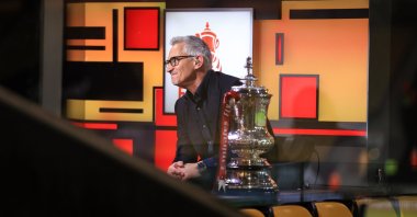 BBC pundit Gary Lineker during the Emirates FA Cup Third Round Replay match between Wolves and Liverpool at Molineux, Wolverhampton, England, Jan. 17, 2023. (Getty Images Photo)