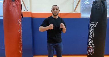 National boxer Birol Aygün poses for a picture after an interview. Zonguldak, Türkiye, Dec. 17, 2023. (AA Photo)