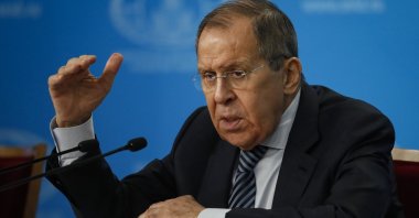 Russian Foreign Minister Sergei Lavrov addresses his annual news conference in Moscow, Russia, Jan.18, 2023. (EPA Photo)