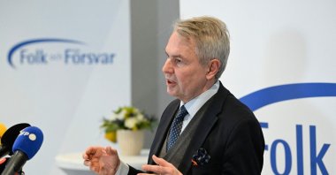 Finnish Foreign Minister Pekka Haavisto addresses a press conference at the annual Society and Defence Conference in Salen, Sweden on Jan. 8, 2023. (AFP Photo) 